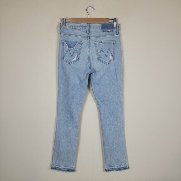 MOTHER Jeans 25 Blue The Rascal Ankle Undone Hem Distressed Vacation Temptation - Picture 4 of 15